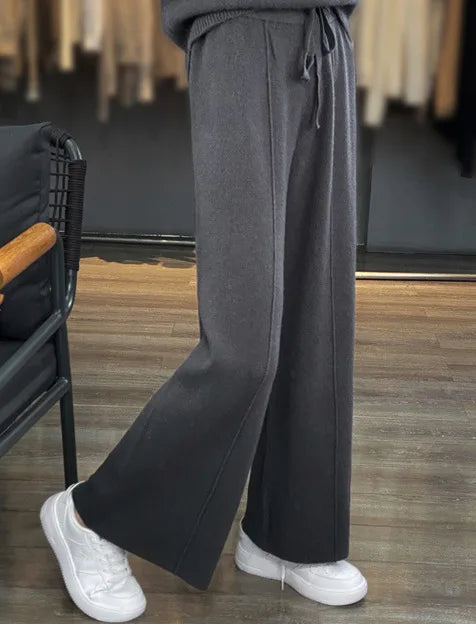 Women's High Waisted Warm Knit Wide Leg Straight