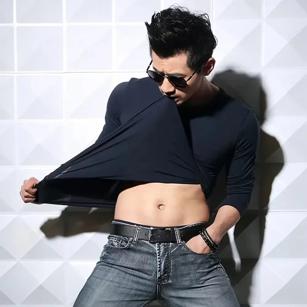 Men's Slim Fit V-Neck Polyester T-Shirt 2026