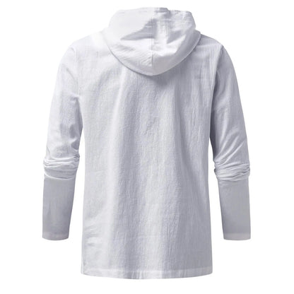 Men's Cotton Linen Hooded Sports Shirt