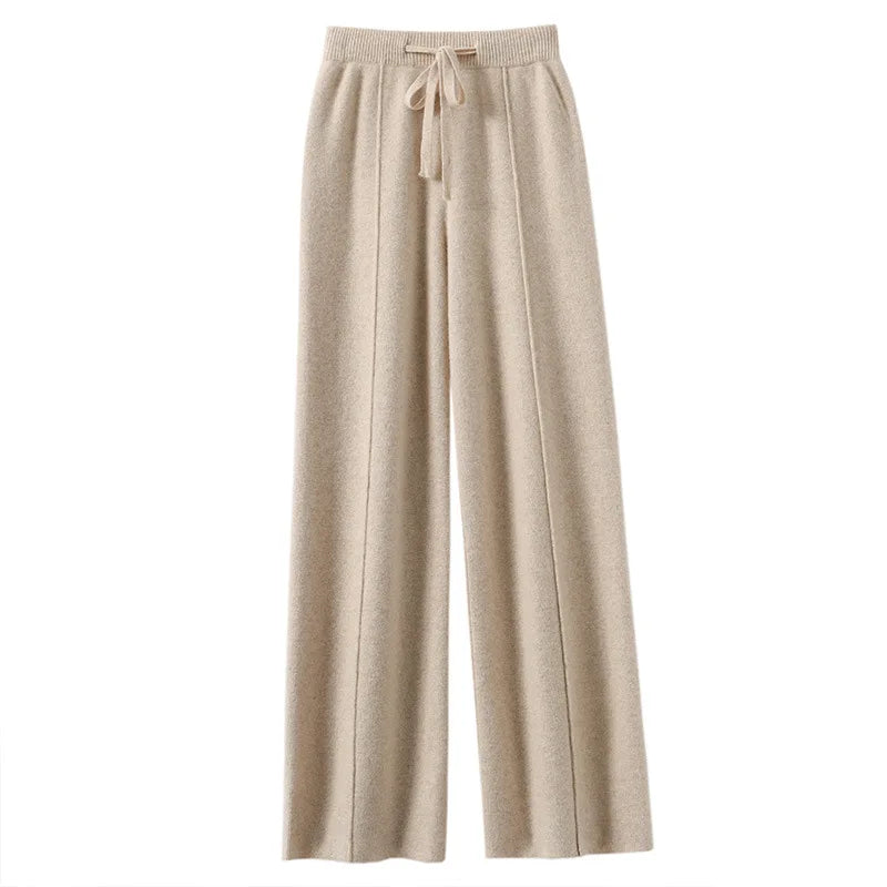 Women's High Waisted Warm Knit Wide Leg Straight