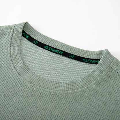 Men's Waffle Round Neck Long Sleeve T-Shirt 4XL