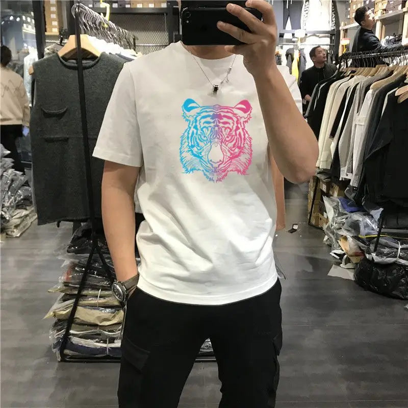 Kişi Üçün T-shirt Kişi Köynəkləri Qara 100% Pambıq Ağ Geyim Üst Hərfli Küçə Geyimi Dairəvi Yaxa Vintage Rok Yüksək Keyfiyyətli Loqosuz