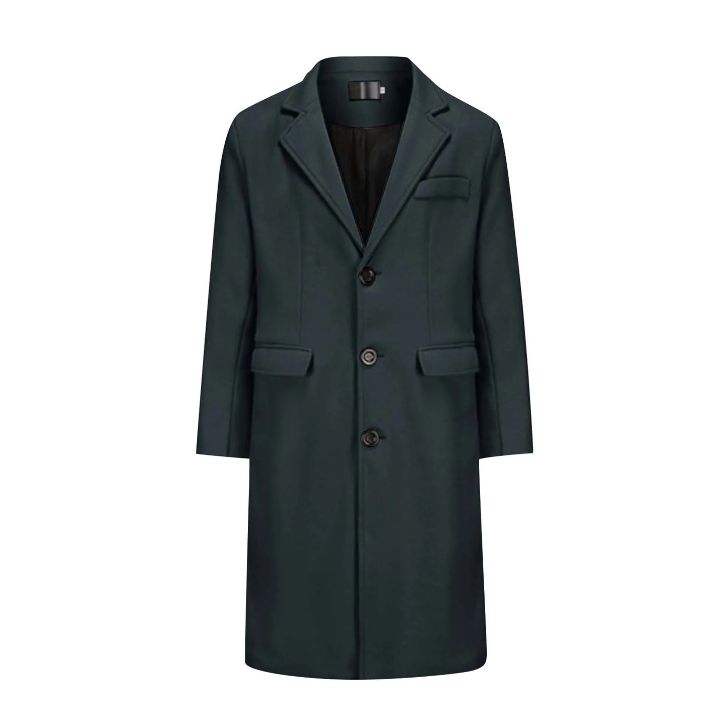 Men's Long Trench Coat - Slim-Fit Wool Jacket