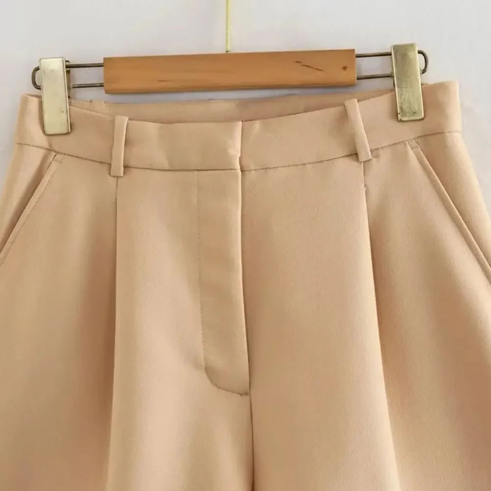 Women's Bermuda Shorts - Vintage High Waist Side Pocket Shorts