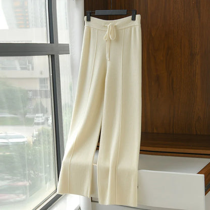 Women's High Waisted Warm Knit Wide Leg Straight