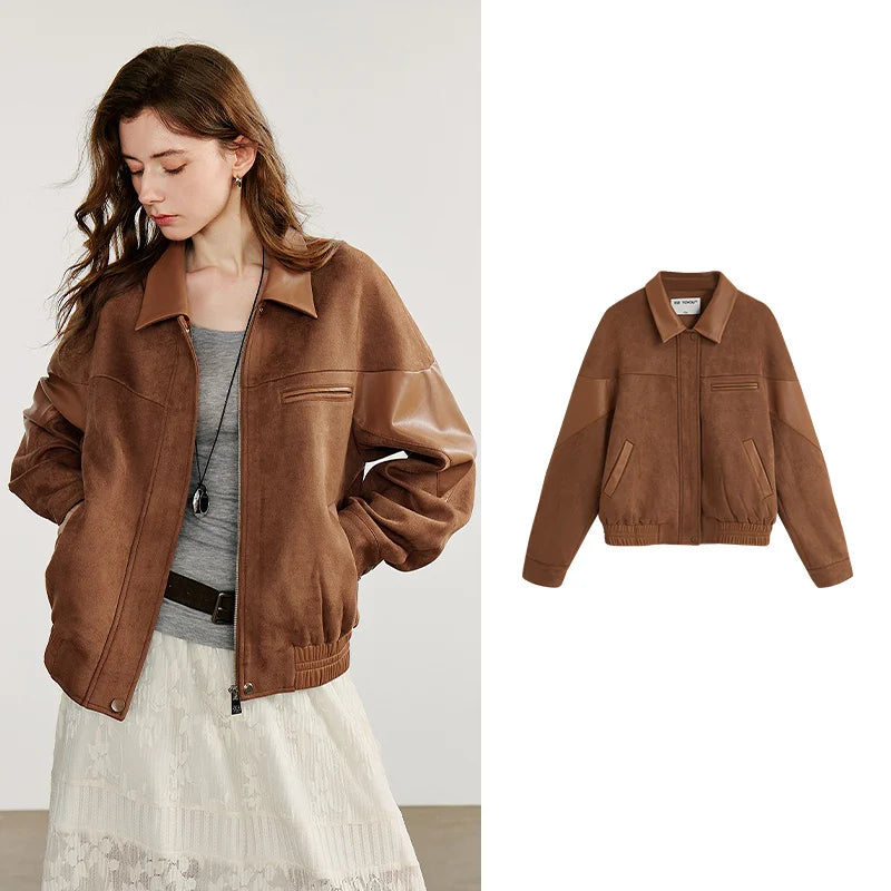 Women's Retro Suede Leather Jacket - Autumn Collection