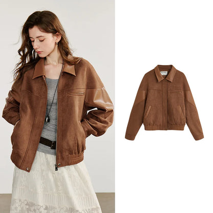 Women's Retro Suede Leather Jacket - Autumn Collection