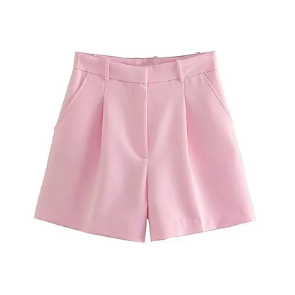 Women's Bermuda Shorts - Vintage High Waist Side Pocket Shorts