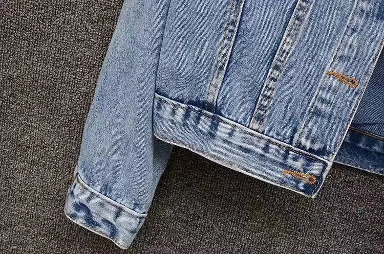 Denim Coat Women Turn Down Collar 2024