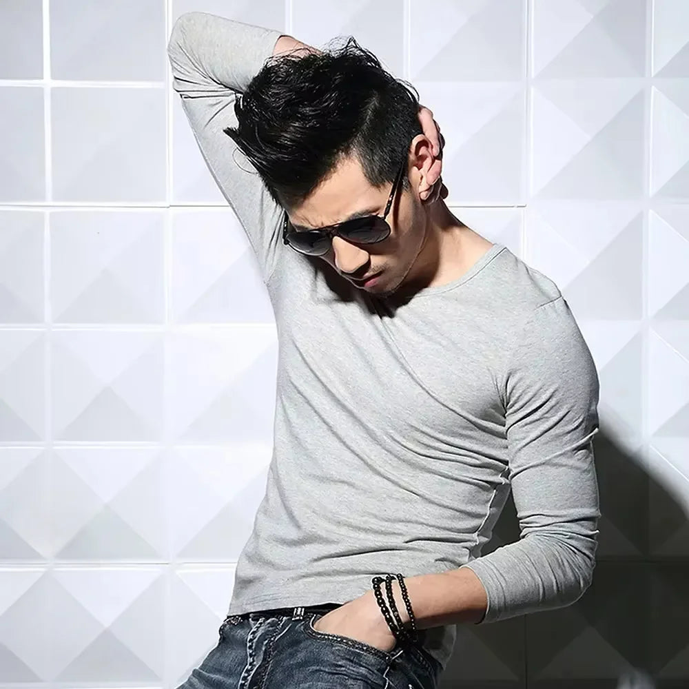 Men's Slim Fit V-Neck Polyester T-Shirt 2026