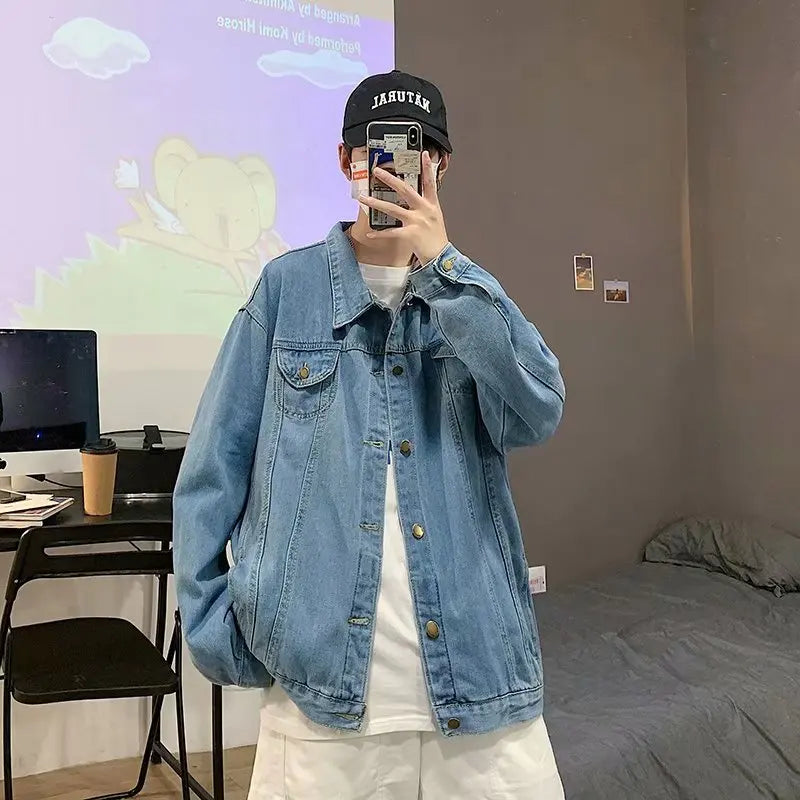 Qara Denim Qısa Pencək Kişilər üçün - Bomber Streetwear