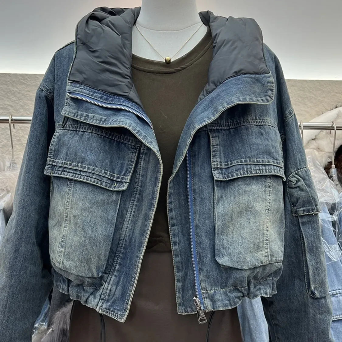 Vintage Denim Jacket Women 2025 Hooded