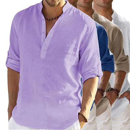 Men's Breathable Basic Cotton Long Sleeve Shirt