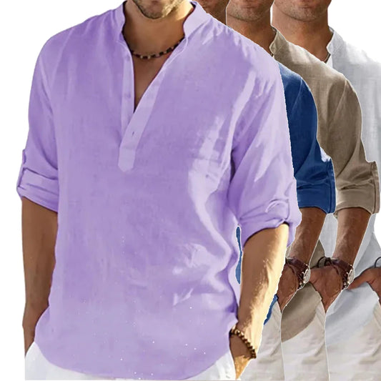 Men's Breathable Basic Cotton Long Sleeve Shirt