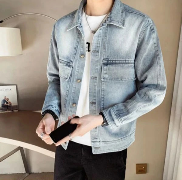 Men's Denim Jacket Short - Casual Slim Korean