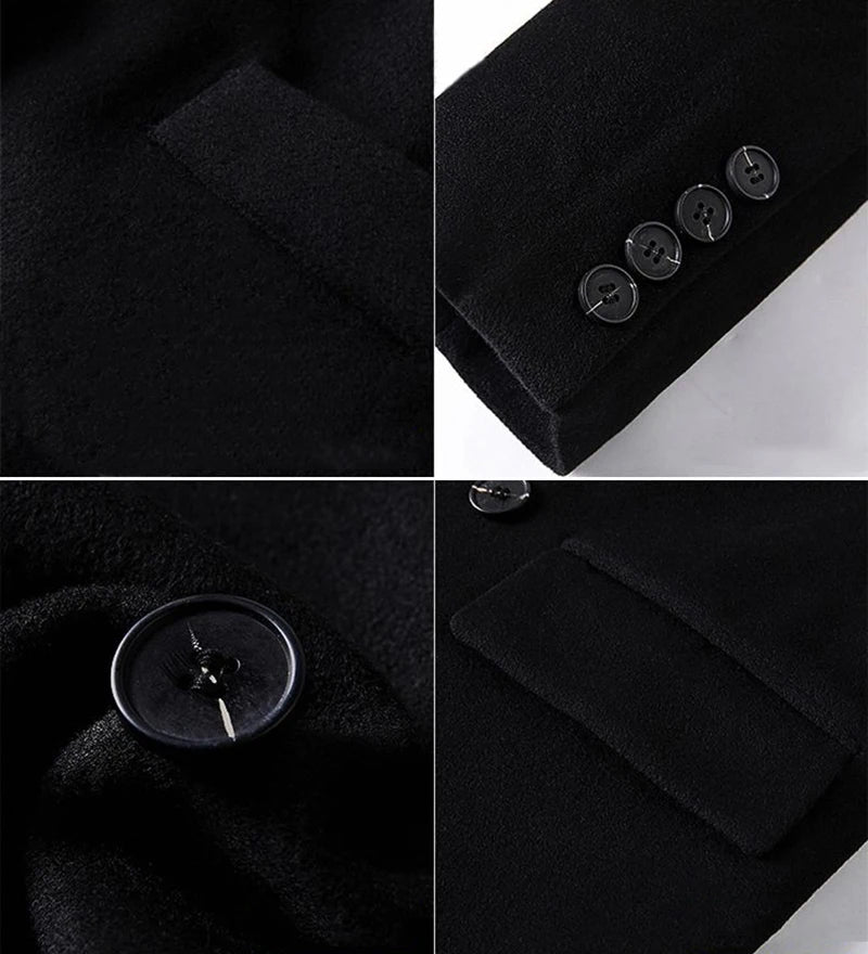 Women's Y2K Faux Wool Coat - Double Breasted Winter Jacket