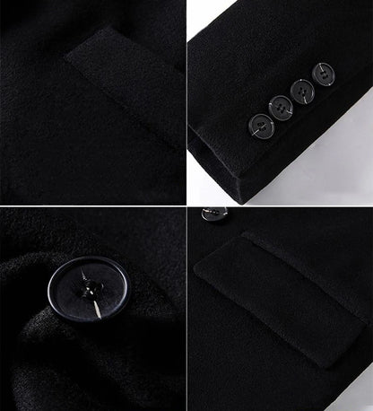Women's Y2K Faux Wool Coat - Double Breasted Winter Jacket