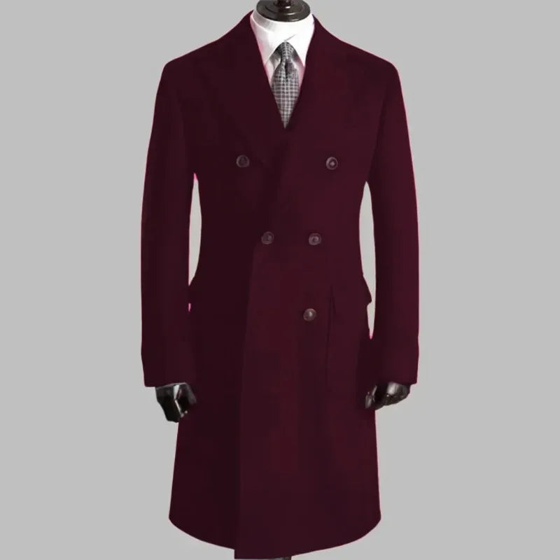 Men's Trench Coat - Notched Lapel Double-Breasted Jacket