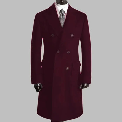 Men's Trench Coat - Notched Lapel Double-Breasted Jacket