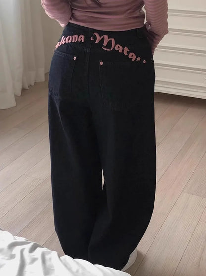 Embroidered Letter Printed Jeans 2025 - Spring Women
