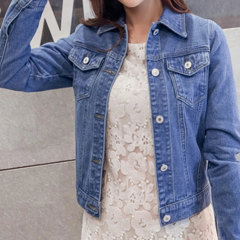 Women's Casual Short Denim Jacket Korean