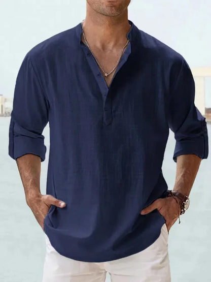 Men's Breathable Basic Cotton Long Sleeve Shirt