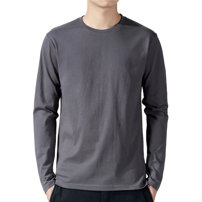 Men's Cotton Solid Color Long Sleeve Undershirt