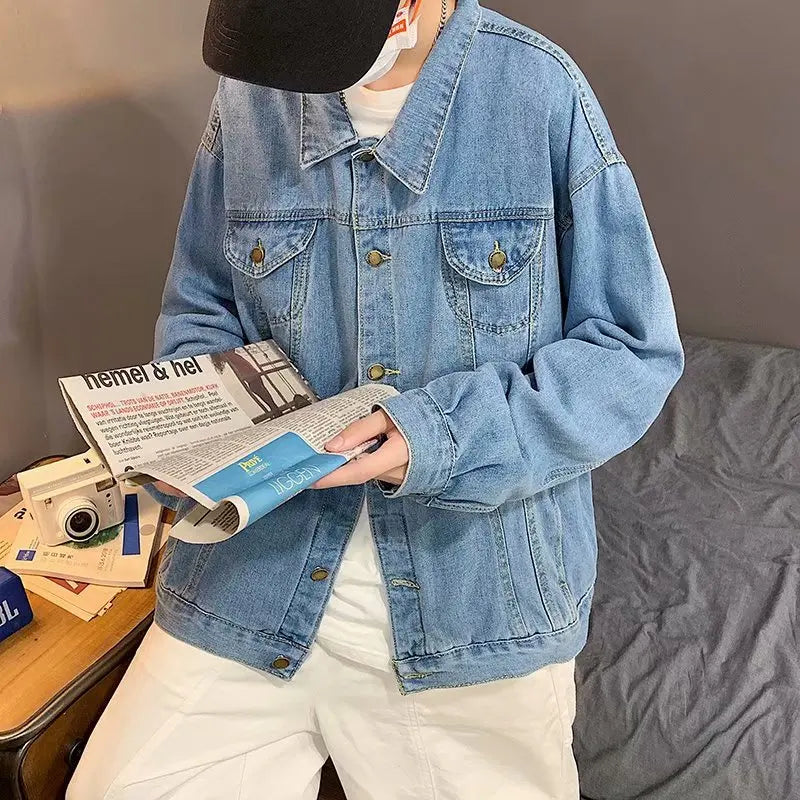 Qara Denim Qısa Pencək Kişilər üçün - Bomber Streetwear