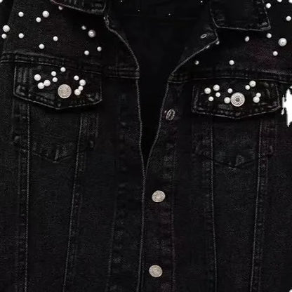 Denim Coat Women Turn Down Collar 2024