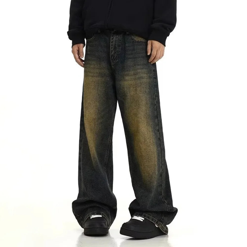 Men's Retro Casual Washed Jeans - American Streetwear Summer