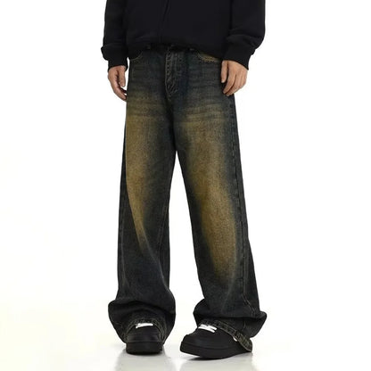 Men's Retro Casual Washed Jeans - American Streetwear Summer