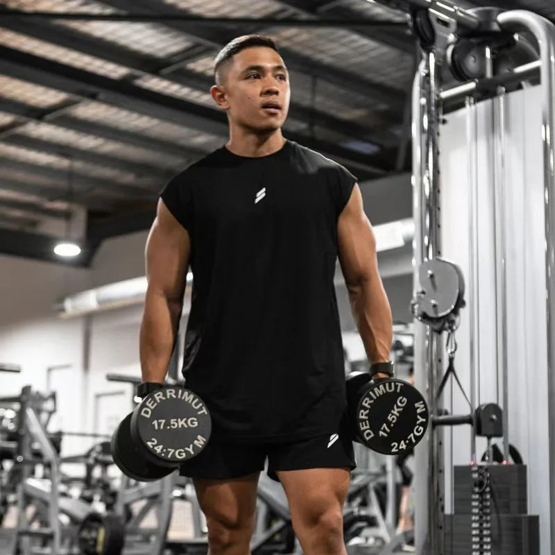 Qolsuz T-shirt Kişilər üçün Tez quruyan Fitnes Bodibildinq Köynək Kişi Moda Basketbol Jilet Tor Nəfəs ala bilən Yay İdman Zalı Maykası Kişilər üçün