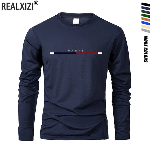 Men's Paris Print Casual Long Sleeve T-Shirt