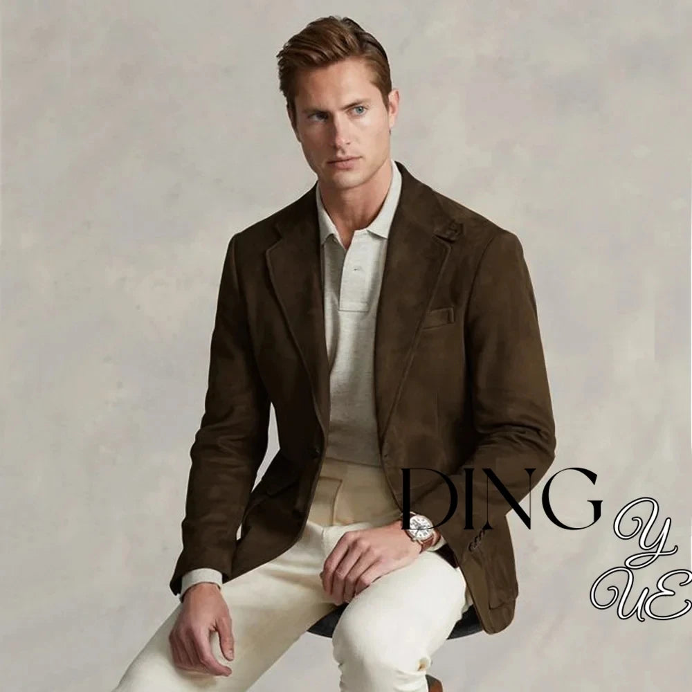 Men's Suede Single Breasted Luxury Blazer