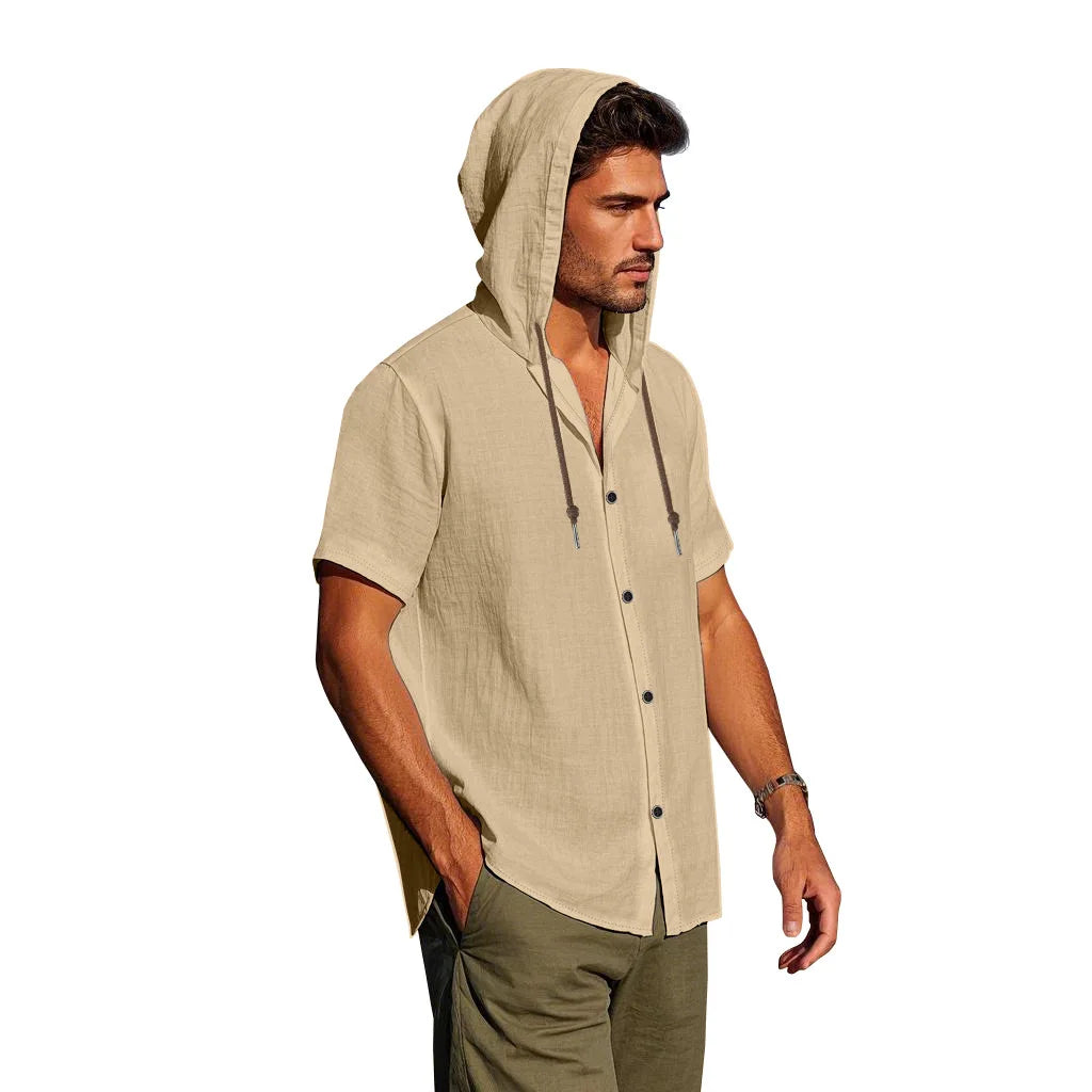 Men's Linen Short Sleeve Beach Shirt