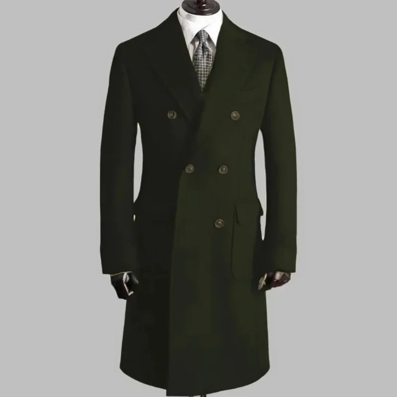 Men's Trench Coat - Notched Lapel Double-Breasted Jacket