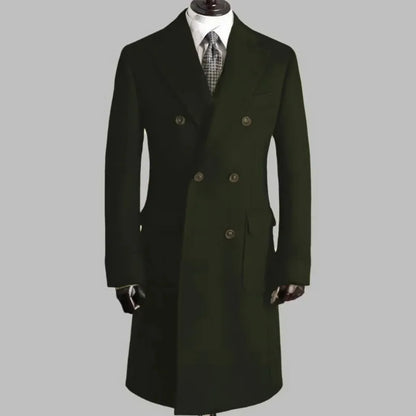 Men's Trench Coat - Notched Lapel Double-Breasted Jacket