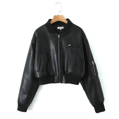 Women's Padded Leather Jacket - Spice Girl Style Motorcycle Coat