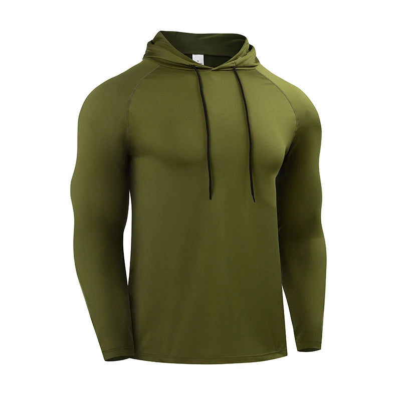 Men's Hooded Running Long Sleeve Sports T-Shirt