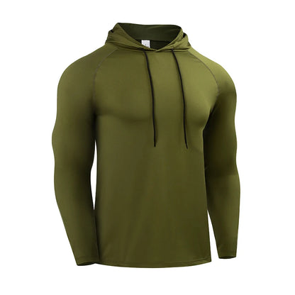 Men's Hooded Running Long Sleeve Sports T-Shirt