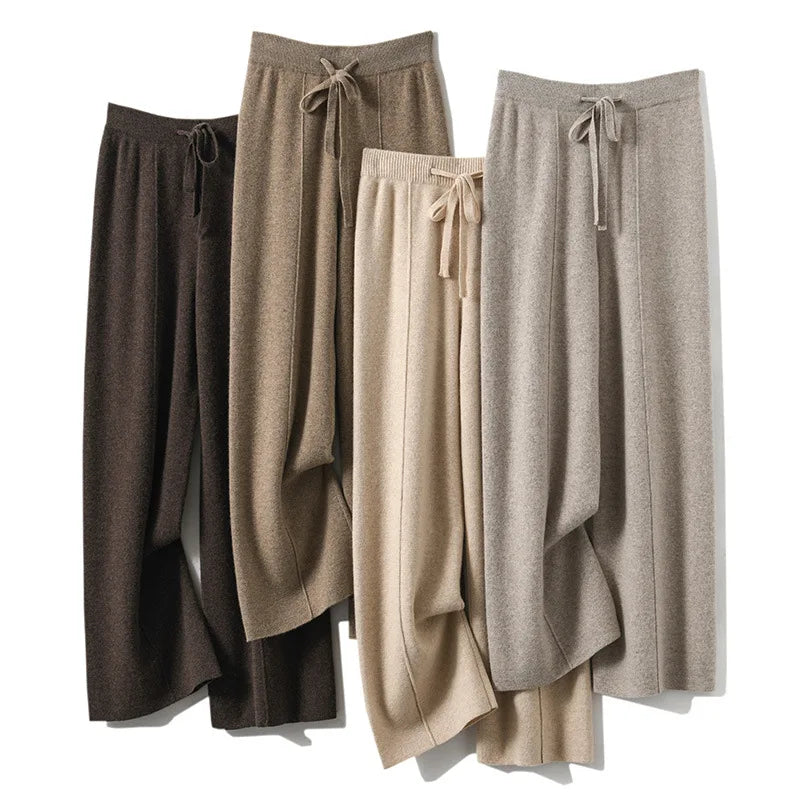 Women's High Waisted Warm Knit Wide Leg Straight