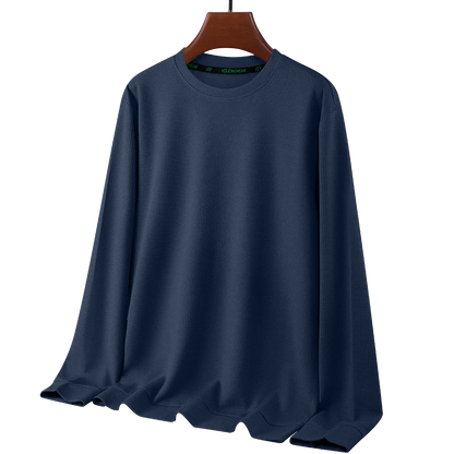 Men's Waffle Round Neck Long Sleeve T-Shirt 4XL