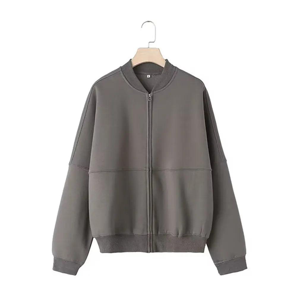 HH Women's Fall 2-Piece Retro Bomber Jacket + Wide Leg Pants Streetwear