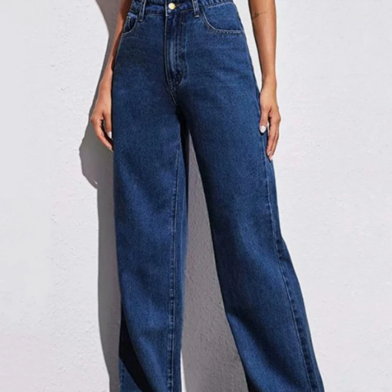 Wide-Legged Jeans Europe - Autumn Spring High-Waisted Straight Thin