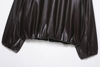 Women Jacket 2025 Fashion Faux Leather Loose Short Streetwear