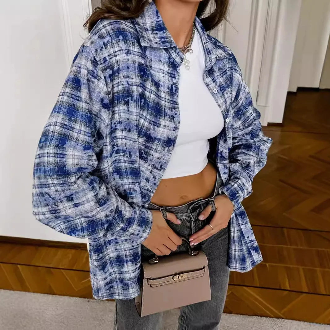 Women's Plaid Shirt Spring Autumn Long Sleeve Casual