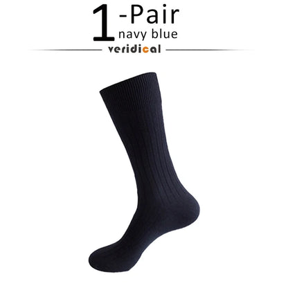 Men's Long Business Socks - Combed Cotton Striped Dress