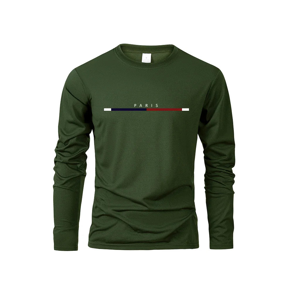 Men's Paris Print Casual Long Sleeve T-Shirt