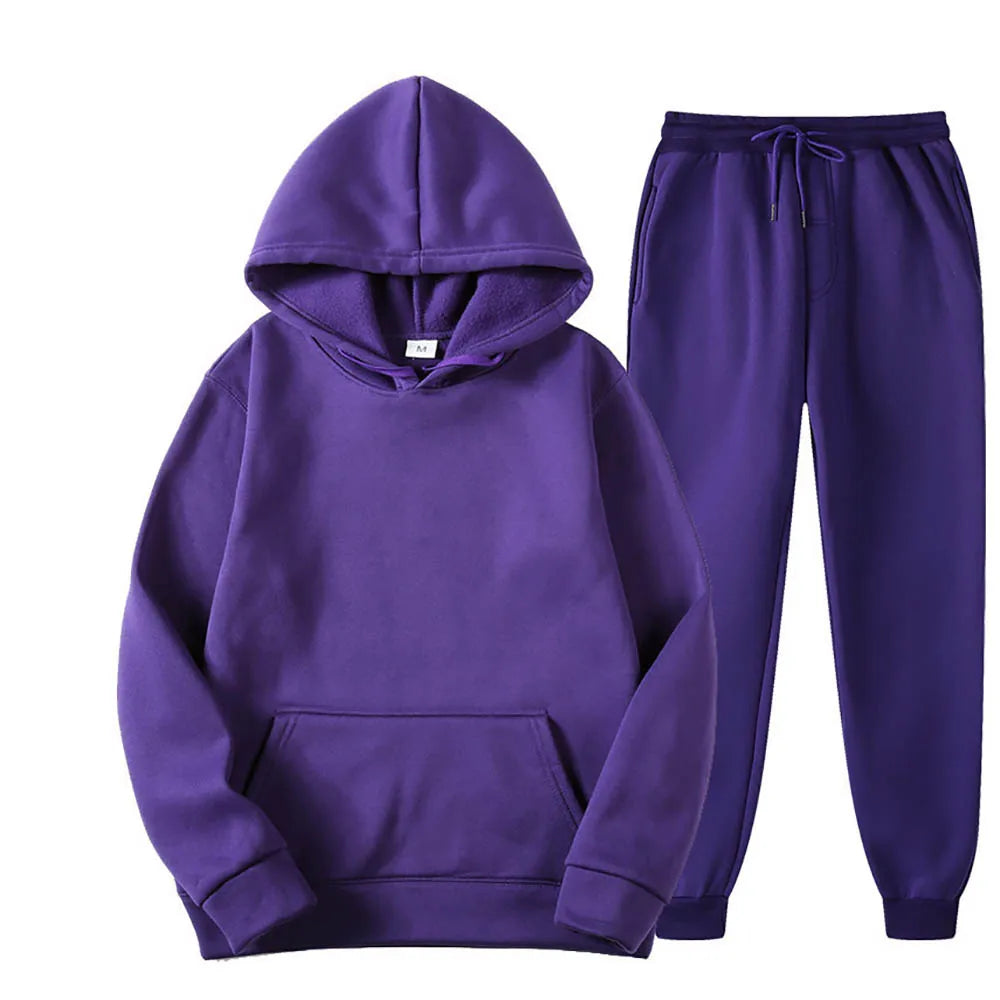Men's Hoodie & Drawstring Pants Tracksuit Set