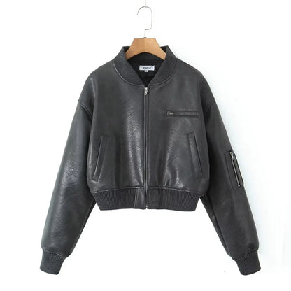Women's Padded Leather Jacket - Spice Girl Style Motorcycle Coat